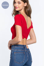 FITTED CROSS BACK RIB SEAMLESS CROP TOP