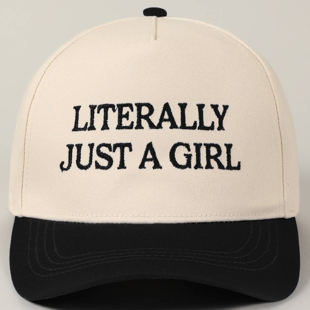 Literally Just A Girl Embroidery Two Tone Trucker Hat