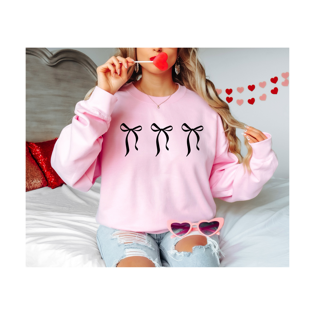 Black Coquette Bow Crewneck Sweatshirt
