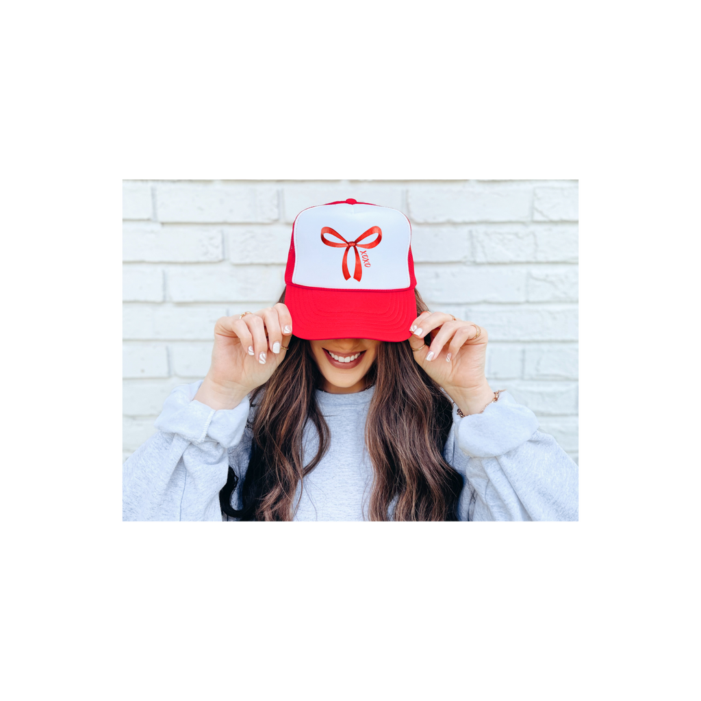 Red Coquette Bow Trucker Hat