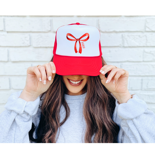 Red Coquette Bow Trucker Hat