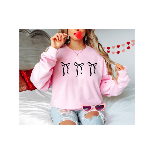 Black Coquette Bow Crewneck Sweatshirt