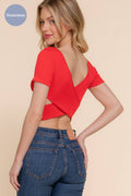 FITTED CROSS BACK RIB SEAMLESS CROP TOP